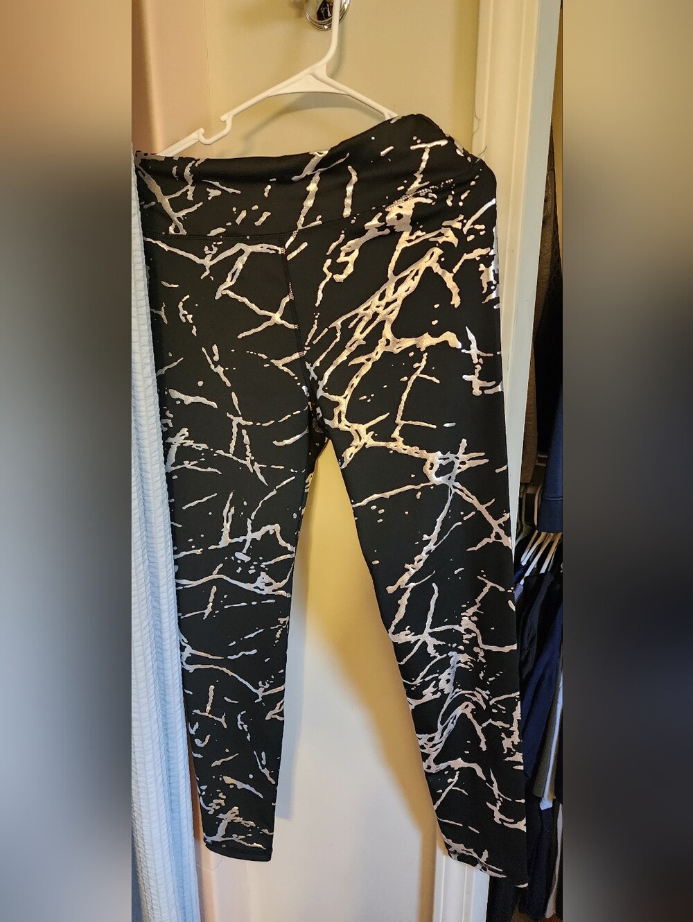 Black Leggings with Metallic Rose Gold Splatter